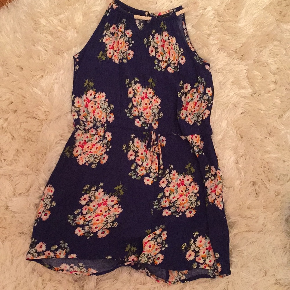 Navy Floral Kids Romper